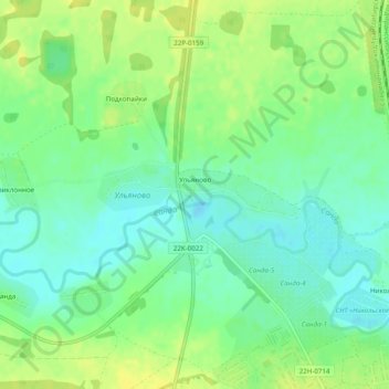 Топографическая карта Ульяново, высота, рельеф