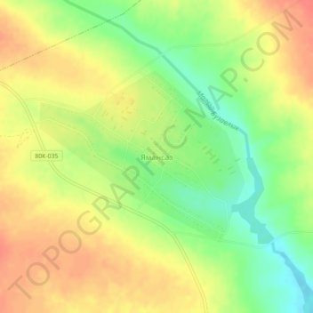Топографическая карта Ямансаз, высота, рельеф
