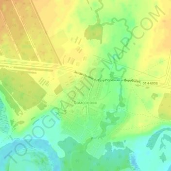 Топографическая карта Самсоново, высота, рельеф