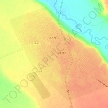 Топографическая карта Кеген, высота, рельеф