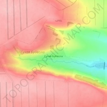 Топографическая карта Сухая Буйвола, высота, рельеф