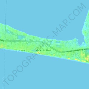 Топографическая карта Miramar Beach, высота, рельеф