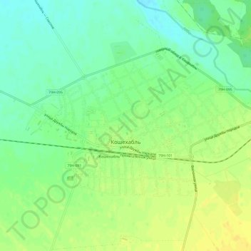 Топографическая карта Кошехабль, высота, рельеф