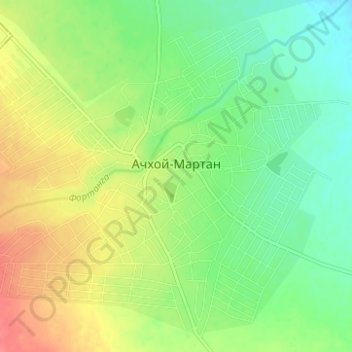 Топографическая карта Ачхой-Мартан, высота, рельеф