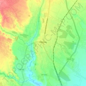Топографическая карта Денау, высота, рельеф