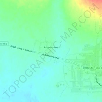 Топографическая карта Родниковое, высота, рельеф