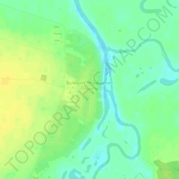 Топографическая карта Большие Мордовские Пошаты, высота, рельеф