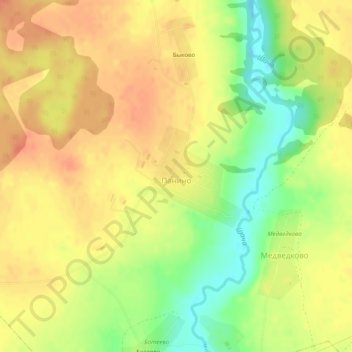 Топографическая карта Панино, высота, рельеф