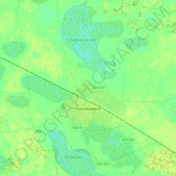 Топографическая карта Называевск, высота, рельеф