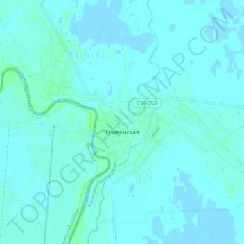 Топографическая карта Гривенская, высота, рельеф