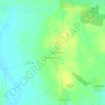 Топографическая карта Авангардное, высота, рельеф