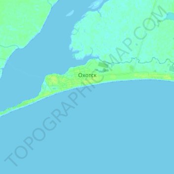 Топографическая карта Охотск, высота, рельеф