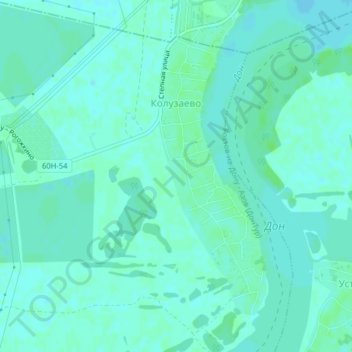 Топографическая карта Колузаево, высота, рельеф