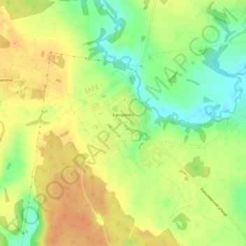 Топографическая карта Бакшеево, высота, рельеф