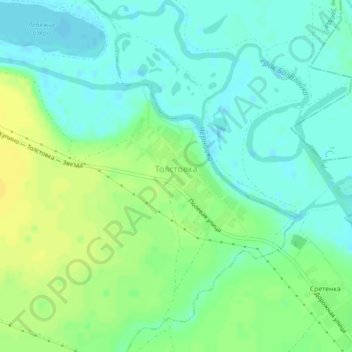 Топографическая карта Толстовка, высота, рельеф