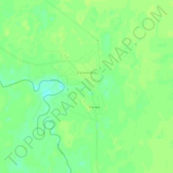 Топографическая карта Казанское, высота, рельеф