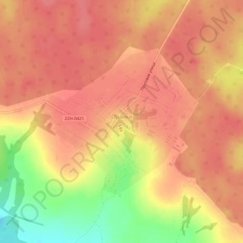 Топографическая карта Оранки, высота, рельеф