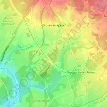 Топографическая карта Коммунарка, высота, рельеф