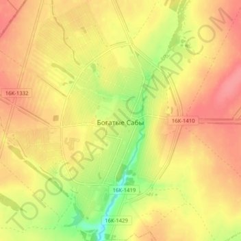 Топографическая карта Богатые Сабы, высота, рельеф