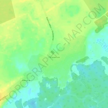 Топографическая карта Петровское, высота, рельеф