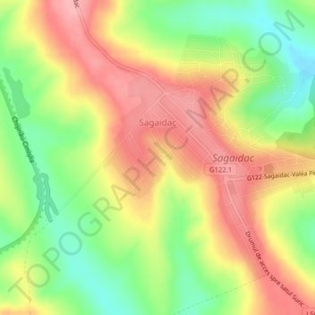Топографическая карта Сагайдак, высота, рельеф