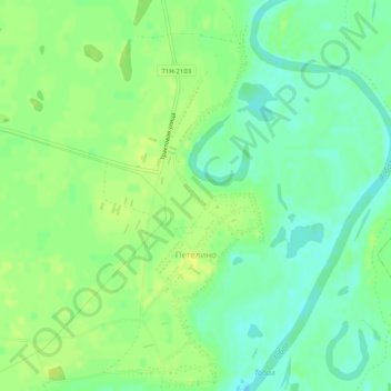 Топографическая карта Петелино, высота, рельеф