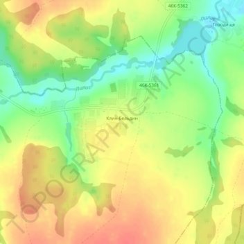 Топографическая карта Клин-Бельдин, высота, рельеф