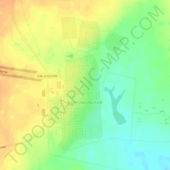 Топографическая карта Комсомольский, высота, рельеф