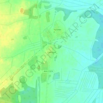 Топографическая карта Семягино, высота, рельеф