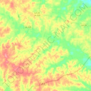 Топографическая карта Kisatchie National Forest, высота, рельеф