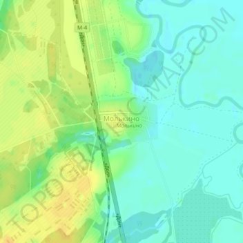 Топографическая карта Молькино, высота, рельеф