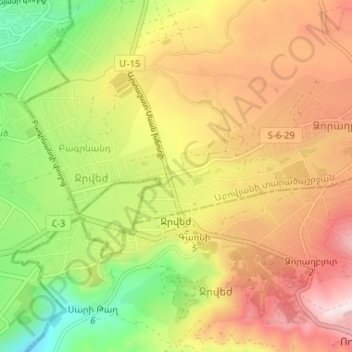 Топографическая карта Джрвеж, высота, рельеф