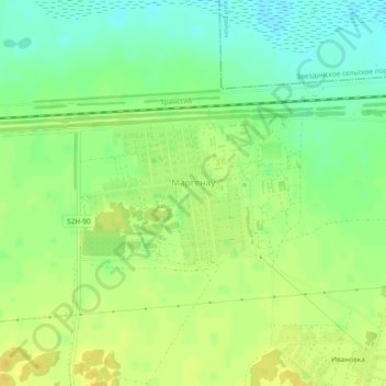 Топографическая карта Маргенау, высота, рельеф