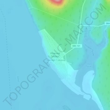 Топографическая карта Нижняя Гавань, высота, рельеф