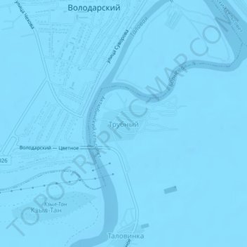 Топографическая карта Трубный, высота, рельеф