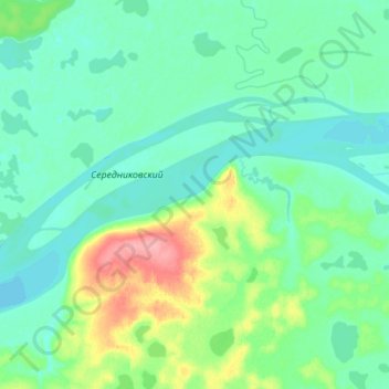Топографическая карта Колыма, высота, рельеф