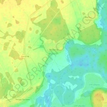 Топографическая карта Яблонное, высота, рельеф
