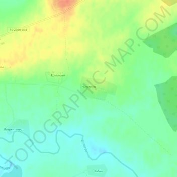 Топографическая карта Никулино, высота, рельеф