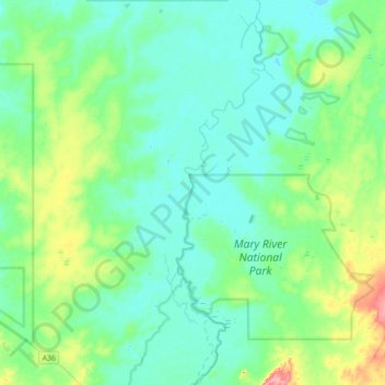 Топографическая карта Mary River, высота, рельеф