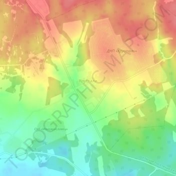 Топографическая карта Хрустали, высота, рельеф