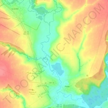 Топографическая карта Поим, высота, рельеф