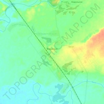 Топографическая карта Февральск, высота, рельеф