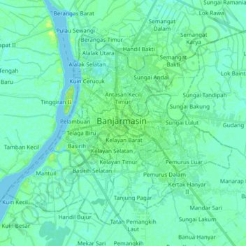 Топографическая карта Martapura River, высота, рельеф