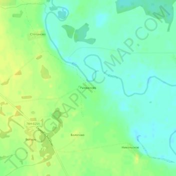 Топографическая карта Рахманово, высота, рельеф