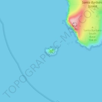 Топографическая карта Sutil Island, высота, рельеф