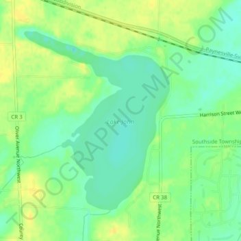 Топографическая карта Lake John, высота, рельеф