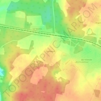 Топографическая карта Гостюхино, высота, рельеф