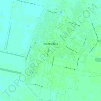 Топографическая карта Павлоградка, высота, рельеф