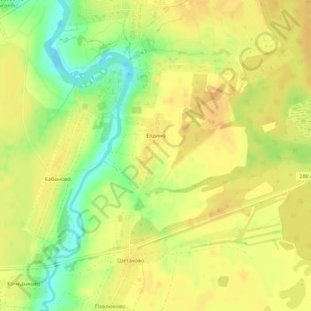 Топографическая карта Елдино, высота, рельеф
