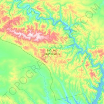 Топографическая карта Зейский заповедник, высота, рельеф